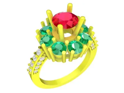 A6690 Luxury Diamond Women Flower Ring 3D Model 3D print model
