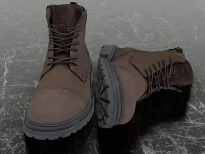 GREYDER 3D BOOTS - BROWN Low-poly 3D model