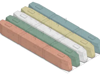 Simple Long Tram 3D model