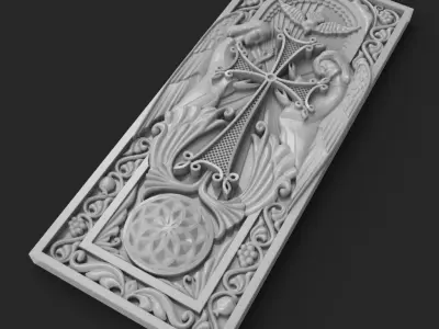 Icon 1 ornately carved wooden panel 3D print model