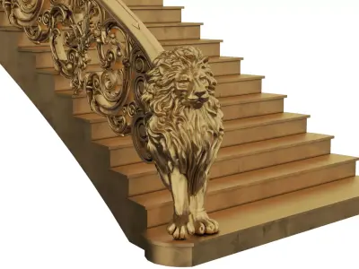 Lion Ladder Classic frame of luxurious gold interior  3D model