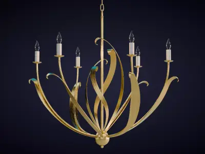 Menefee Gold Chandelier Low-poly 3D model