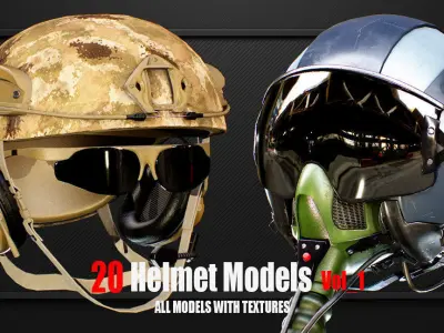 20 Helmet Models with Textures vol1 ready for Game  3D model