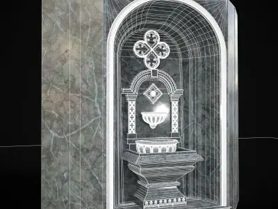Marble Wall Fountain Low-poly 3D model