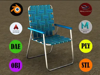 LAWN CHAIR Low-poly 3D model