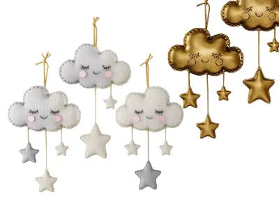 Decorative Hanging Kids Cloud Stars 3D model