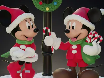 MICKEY AND MINNIE AT CHRISTMAS 3D print model