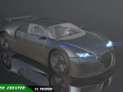 Lowpoly Bugatti Veyron Racing Car 3D Model Low-poly 3D model