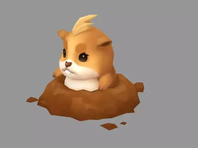 Cartoon groundhog Low-poly 3D model