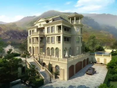 3D model of 2022 luxury fashion villa exterior 59 3D model