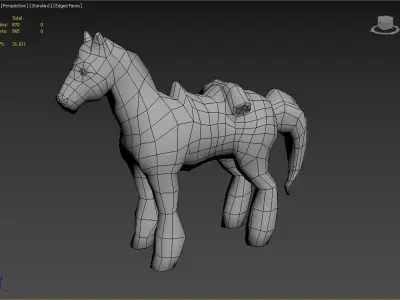 3D horse toy with armor Low-poly 3D model