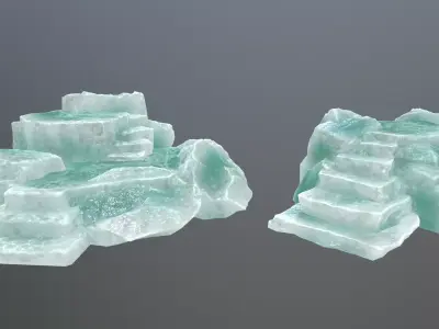 Altar Set emerald quartz Low-poly 3D model
