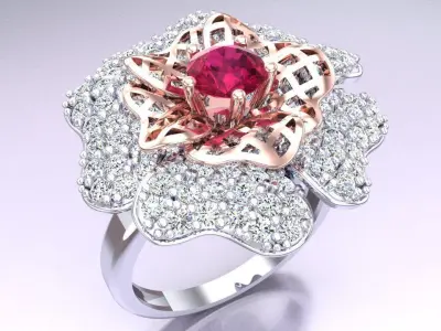  Mesh flower ring - Italian rings - Womens Rings - N6608 3D print model