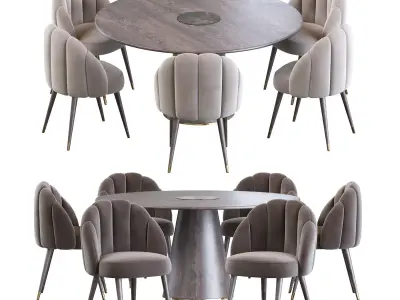 Daisy Chair and Bertoia Round Dining Table 3D model