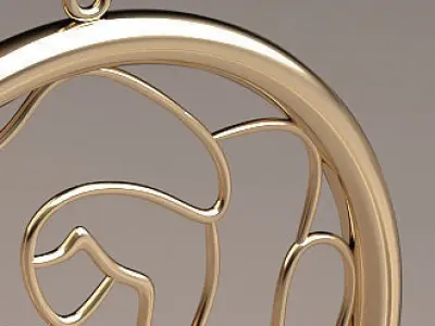 gold circle flower necklace 3D print model