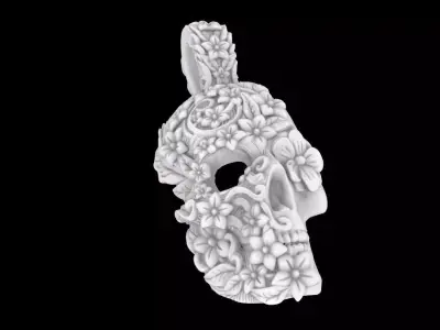 Floral Skull Pendant 3D print model
