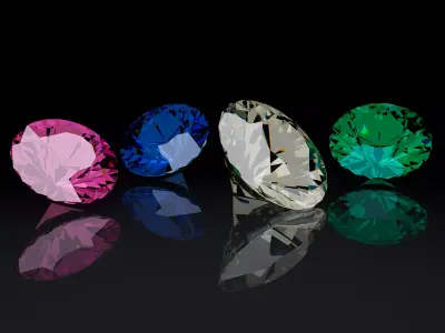 Colored Realistic Diamonds Free low-poly 3D model