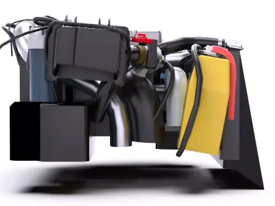 Mitsubishi 4G63 DOHC Inline 4 Turbo Engine Low-poly 3D model