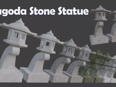 Pagoda Stone Statue Low-poly 3D model