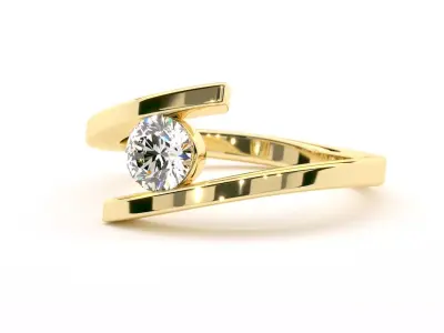 Twist Tension Diamond Ring Lilian 3D print model