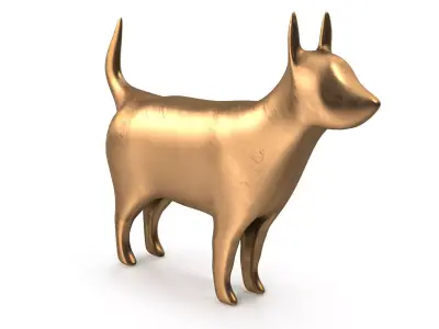 Dog PBR golden Low-poly 3D model