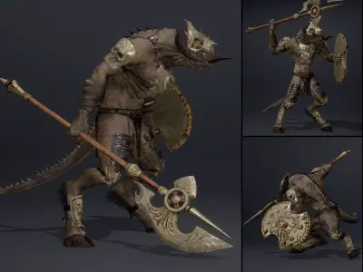 Ghost Spearman Arm2 Brutal Low-poly 3D model