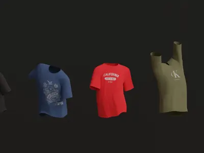 Riged Classic T-Shirt Low-poly 3D model
