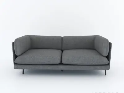 double- sofa- fabric-  wicker 3D model
