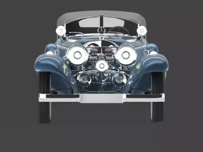 Mersedes 1938 540k blueprint V 01 with closed top 3D model