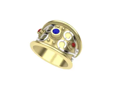 Byzantine ring with gemstones Free 3D print model
