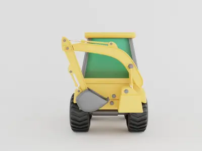 Backhoe loader isolated on white Low-poly 3D model