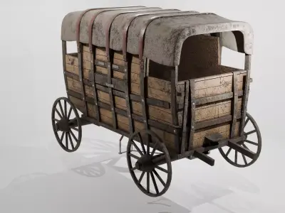 Realistic Covered Wagon 3D model