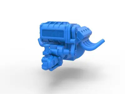 Engine V8 for vintage dragster V2 Scale 1 to 25 3D print model