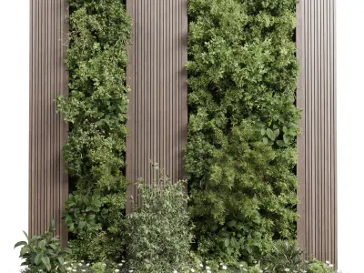 Vertical Wall Garden With Wooden frame - Horizontal garden Low-poly 3D model