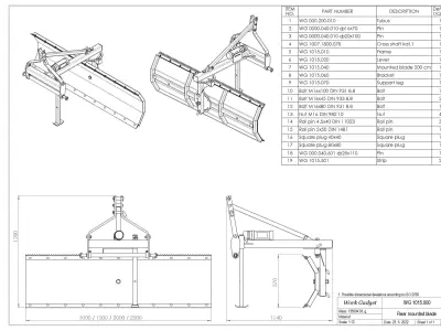 WG 1015 - Rear mounted blade 100 - 250 3D model