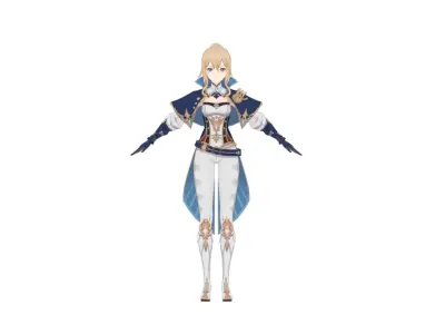 genshin impact jean default Low-poly 3D model