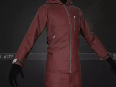 Red Snowboard Outfit Style 1 Low-poly 3D model