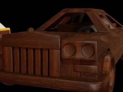 Wooden Toy car pack Low-poly 3D model