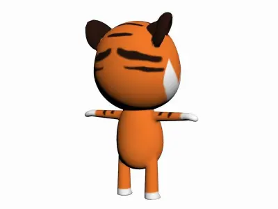 Cartoon Tiger Character Low-poly 3D model