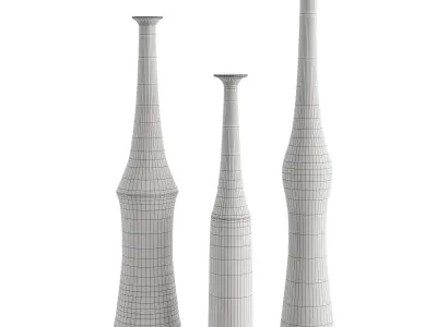 Bruno Gambone Set of 3 Bottles Ceramic Vases 3D model