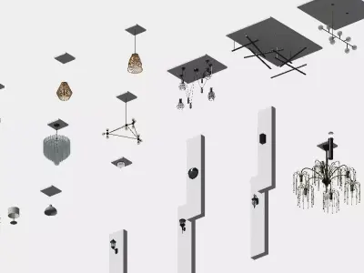 Lamp - Case - Hanging - Chandelier - Revit Family Interior 3D model