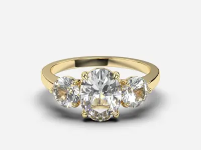 Three Stone diamond Ring 3D print model buy