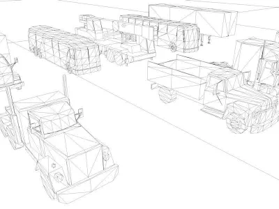 Mega Low poly game-ready Vehicle Pack  Low-poly 3D model