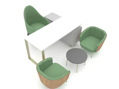 The classic office desk and chair 02 Low-poly 3D model