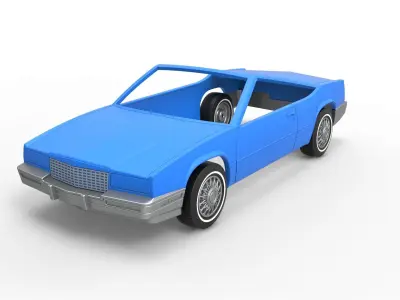 Shell and wheels Cadillac Biarritz 1989 cabrio 1 to 25 3D print model