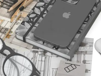 Decorative set iPhone and SketchBook 001 3D model