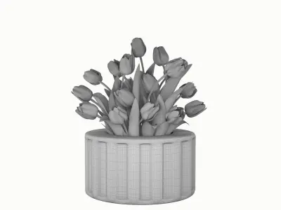 Orange tulips bouquet 3D model