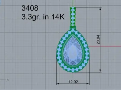 Pear Halo Pendant 3408 3D print model