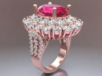 Gemstone rings - Oval stone ring - Diamond rings - N3687 3D print model