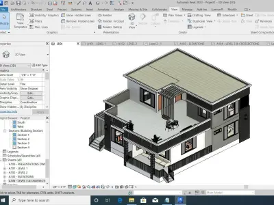 4 Bedroom Revit House plan Low-poly 3D model
